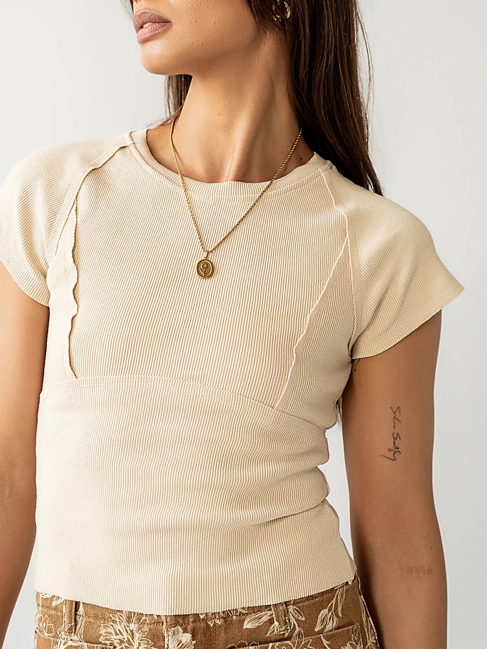 Bohme Millie Reverse Seam Top in Tan